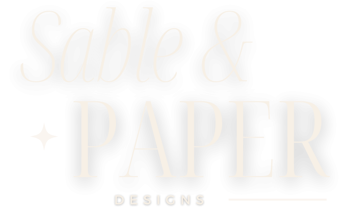 Sable and Paper Designs beige word mark logo